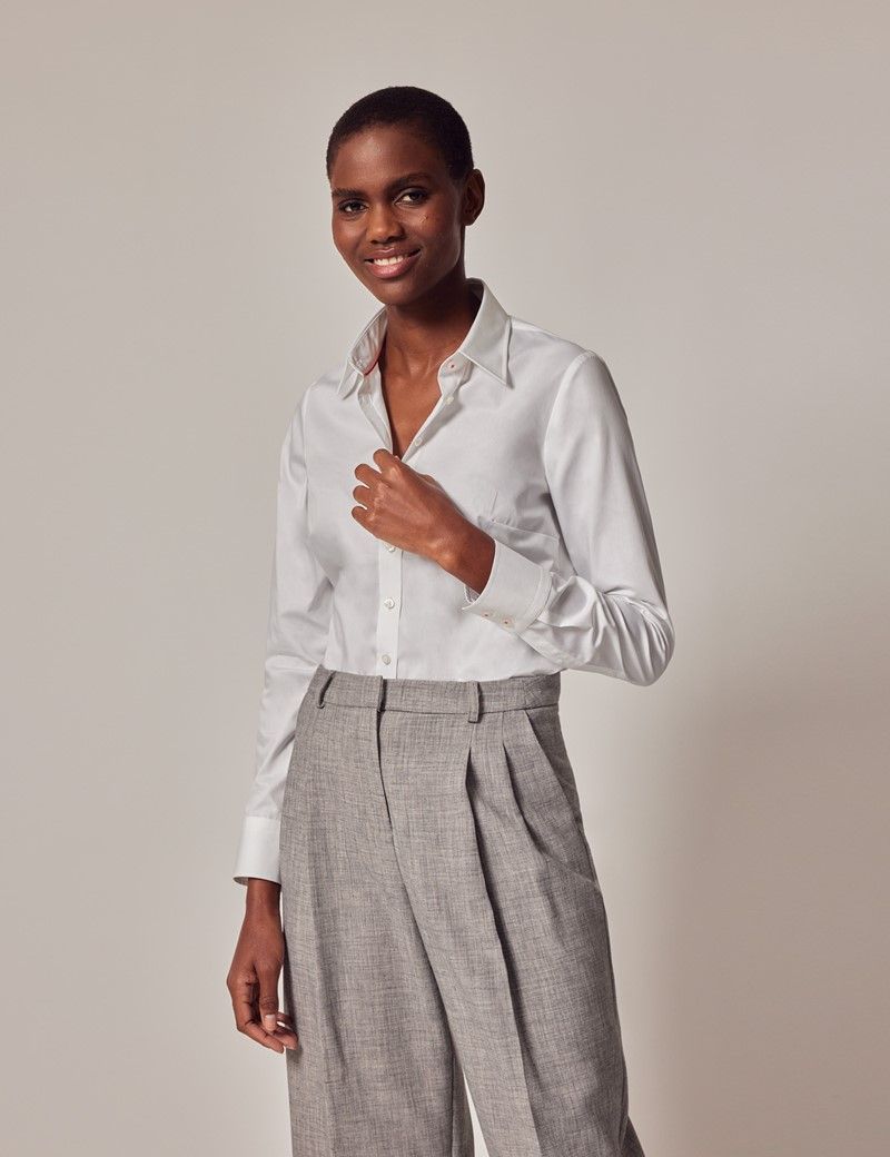 Women's Executive White Twill Semi Fitted Shirt | Hawes & Curtis