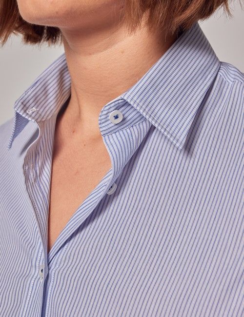 Executive Blue & White Fine Stripe Semi-Fitted Shirt-preview