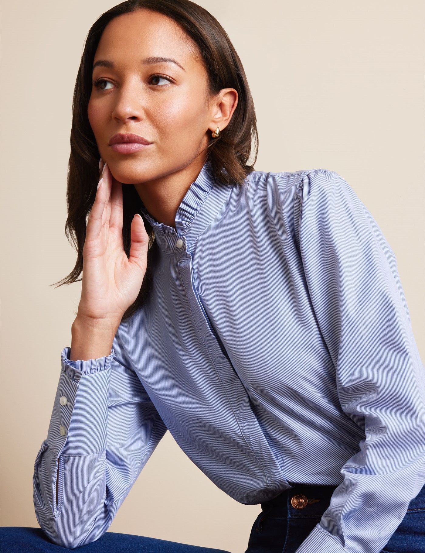 Cream & Black Floral Semi-Fitted Cotton Shirt