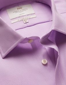Slim Fit Lilac & White Dogtooth Non-Iron Shirt