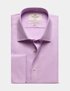 Slim Fit Lilac & White Dogtooth Non-Iron Shirt