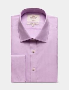 Slim Fit Lilac & White Dogtooth Non-Iron Shirt