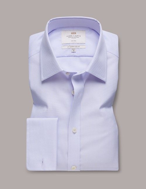 Non-Iron Lilac & White Small Mini Slim Fit Shirt - French Cuff-preview
