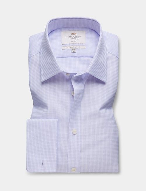 Non-Iron Lilac & White Small Mini Slim Fit Shirt - French Cuff-preview