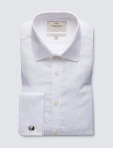 White Poplin Slim Shirt - French Cuff-preview1