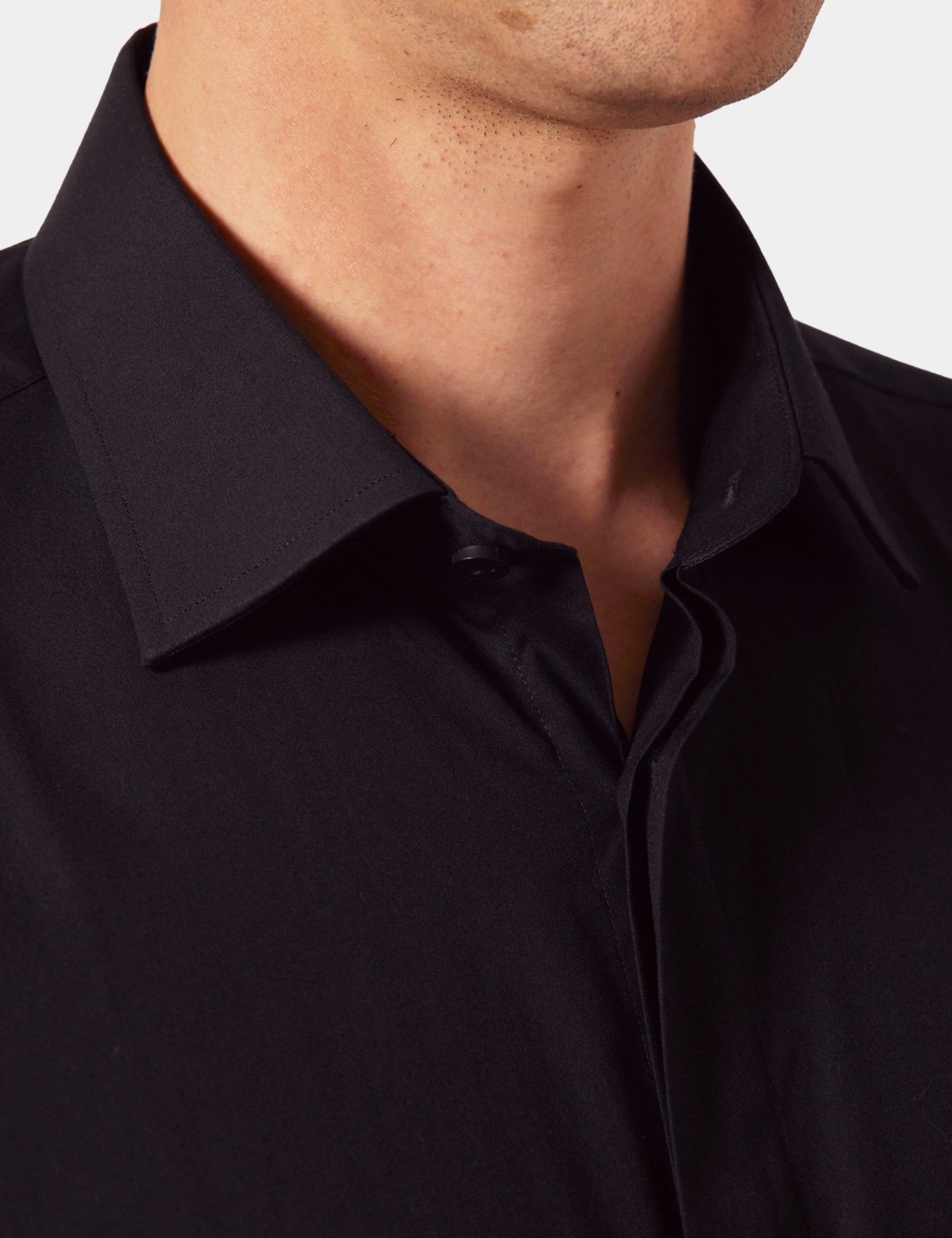 Slim Fit Black Shirt - Concealed Placket-preview