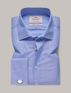 Slim Fit Blue End On End Shirt-preview1