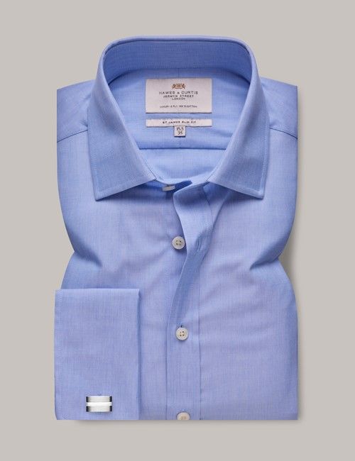 Blue End On End Slim Shirt - French Cuff-preview