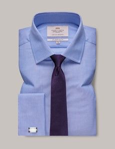 Slim Fit Blue End On End Shirt-preview2