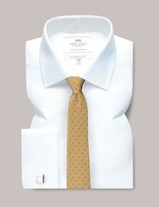 Slim Fit White Herringbone Shirt