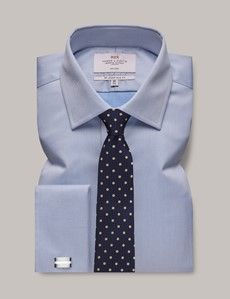 Non-Iron Blue Twill Slim Shirt - French Cuff-preview2