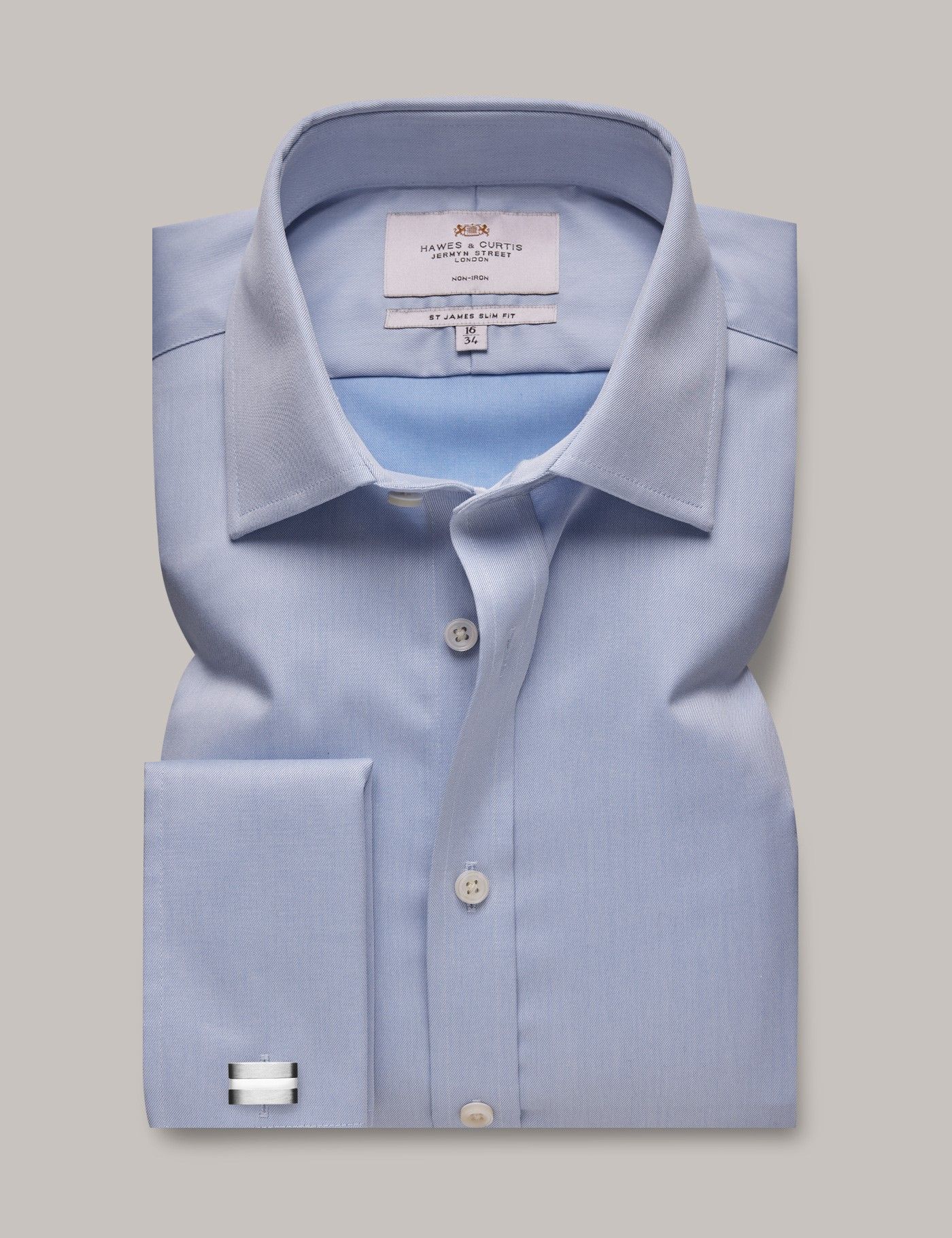 Slim Fit Blue Twill Non-Iron Shirt-preview