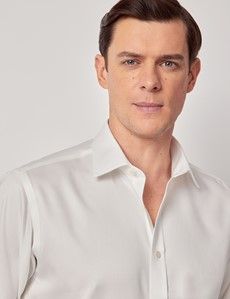 Non-Iron Cream Twill Slim Shirt - Double Cuff-preview2
