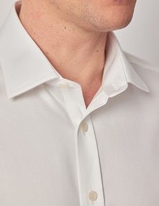 Non-Iron Cream Twill Slim Shirt - Double Cuff-preview1