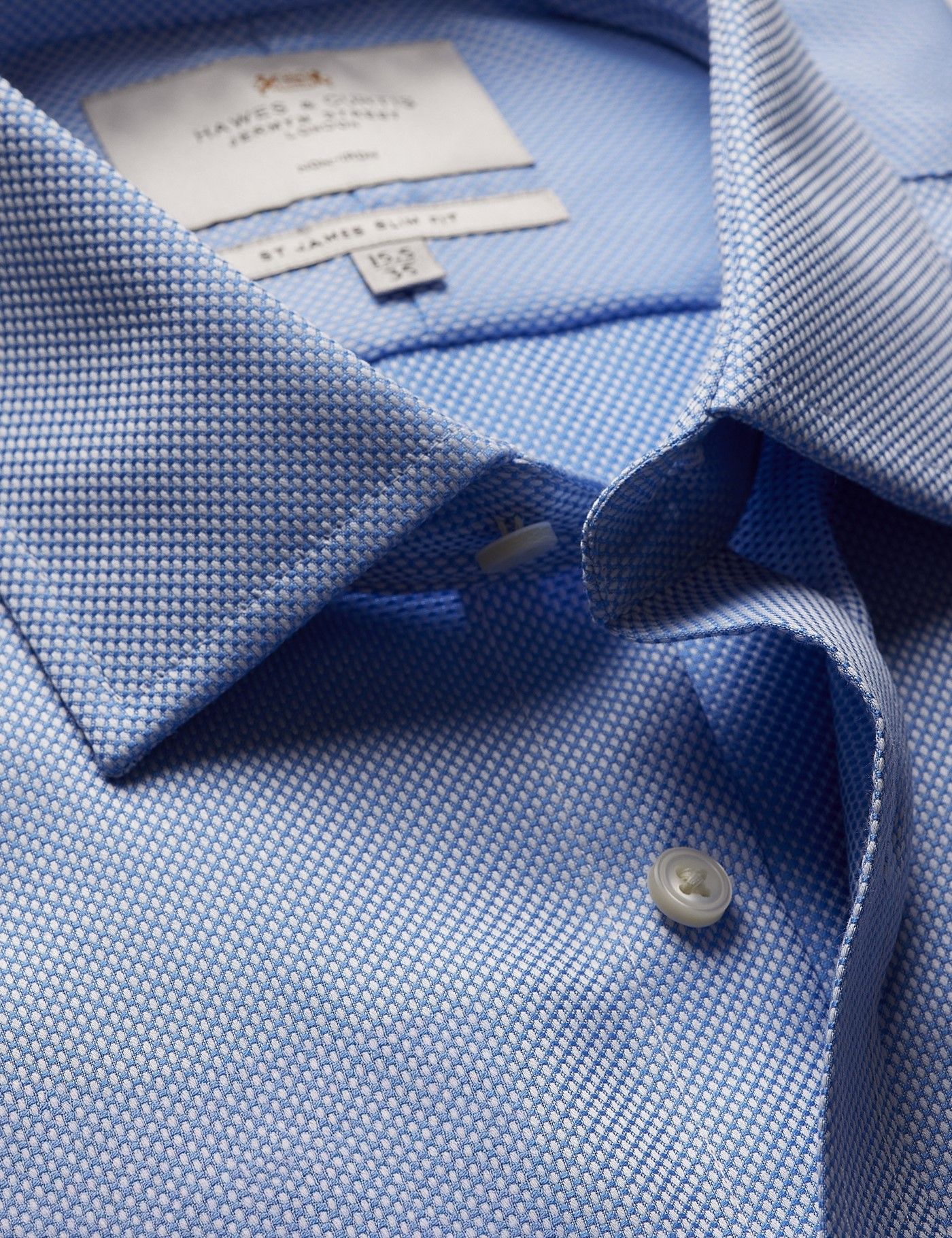 Slim Fit Blue Textured Weave Non-Iron Shirt