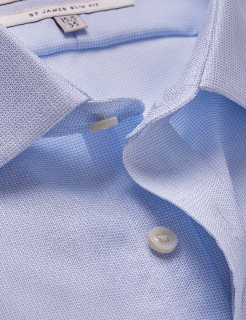 Slim Fit Blue & White Pick and Pick Non-Iron Shirt