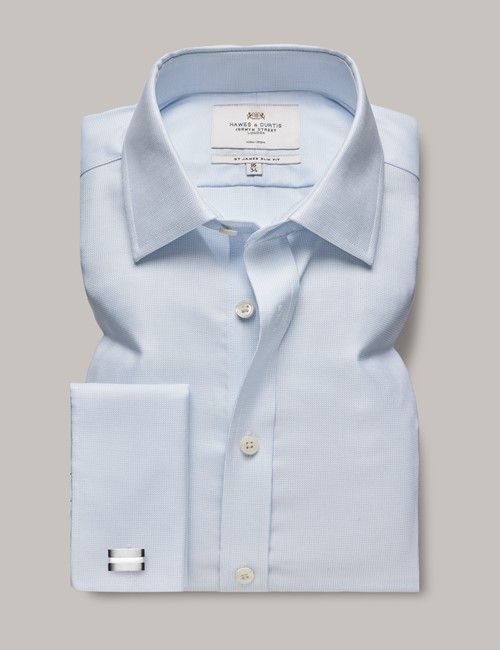 Slim Fit Blue & White Pick and Pick Non-Iron Shirt-preview