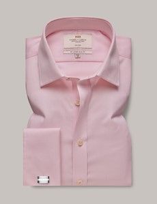 Non-Iron Pink Twill Slim Shirt - Double Cuff-preview1