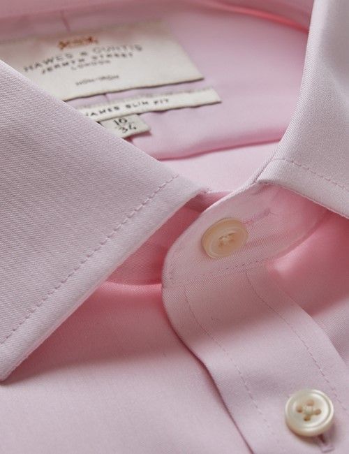 Non-Iron Pink Twill Slim Shirt - Double Cuff
