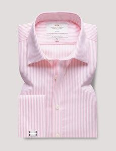 Slim Fit Pink & White Bengal Stripe Twill Non-Iron Shirt