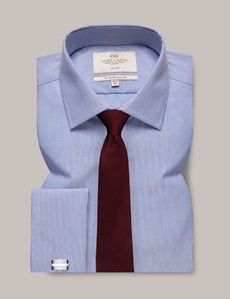 Slim Fit Blue & White Stripe Non-Iron Shirt