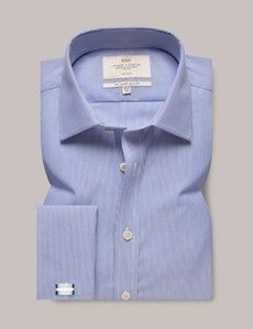 Slim Fit Blue & White Stripe Non-Iron Shirt
