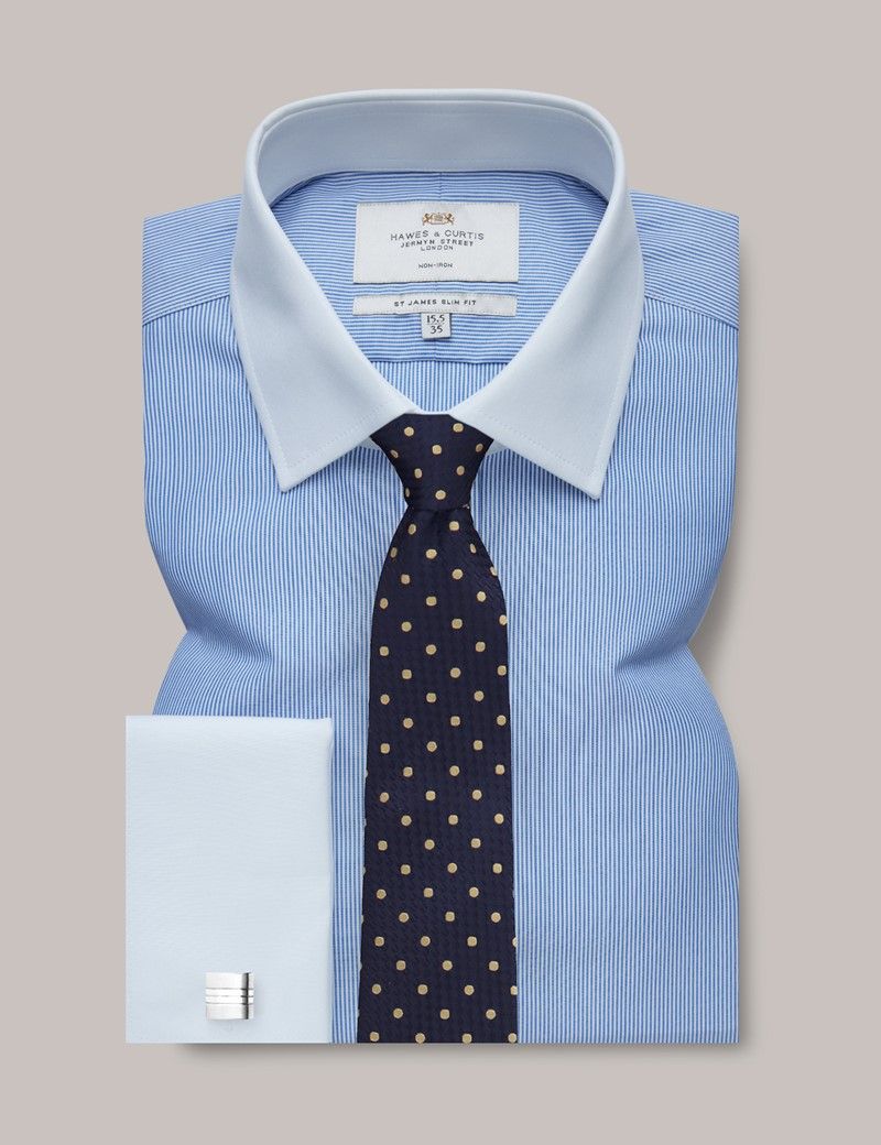 Blue shirt white collar uk best sale