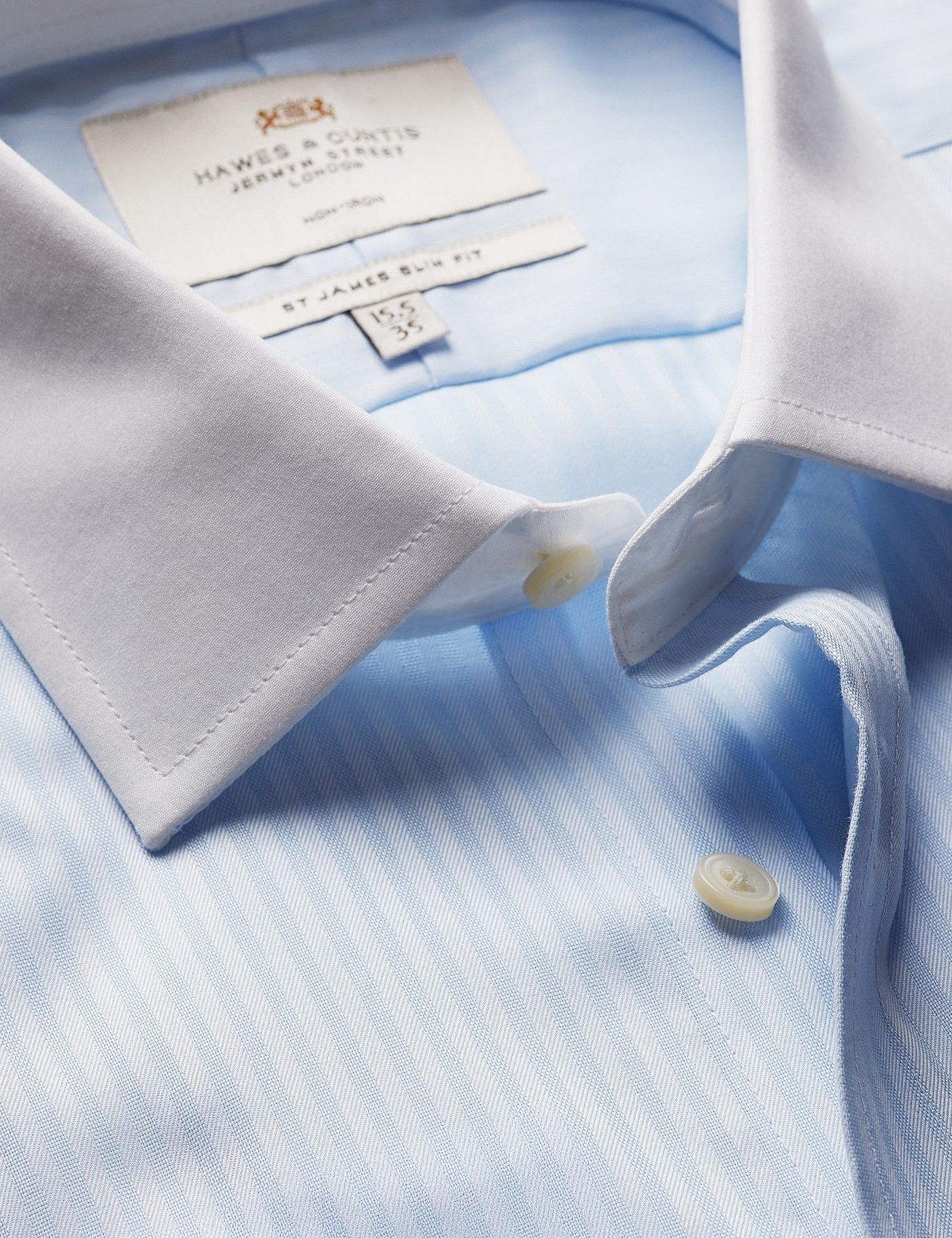 Slim Fit Blue Herringbone Stripe Non-Iron Shirt