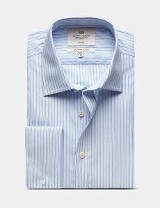 Slim Fit Blue & Navy Stripe Non-Iron Shirt