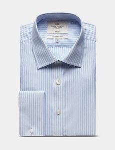 Slim Fit Blue & Navy Stripe Non-Iron Shirt