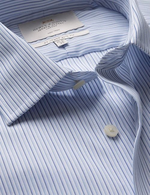 Slim Fit Blue & Navy Multi Stripe Non-Iron Shirt