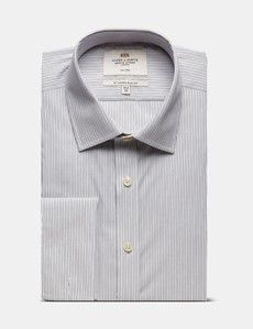 Slim Fit Charcoal & Grey Stripe Non-Iron Shirt