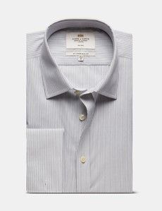 Slim Fit Charcoal & Grey Stripe Non-Iron Shirt