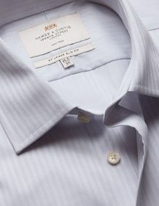 Slim Fit Grey Herringbone Stripe Non-Iron Shirt