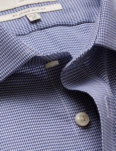 Slim Fit Navy & White Dogtooth Twill Non-Iron Shirt