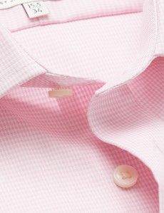 Slim Fit Pink & White Dogtooth Twill Non-Iron Shirt