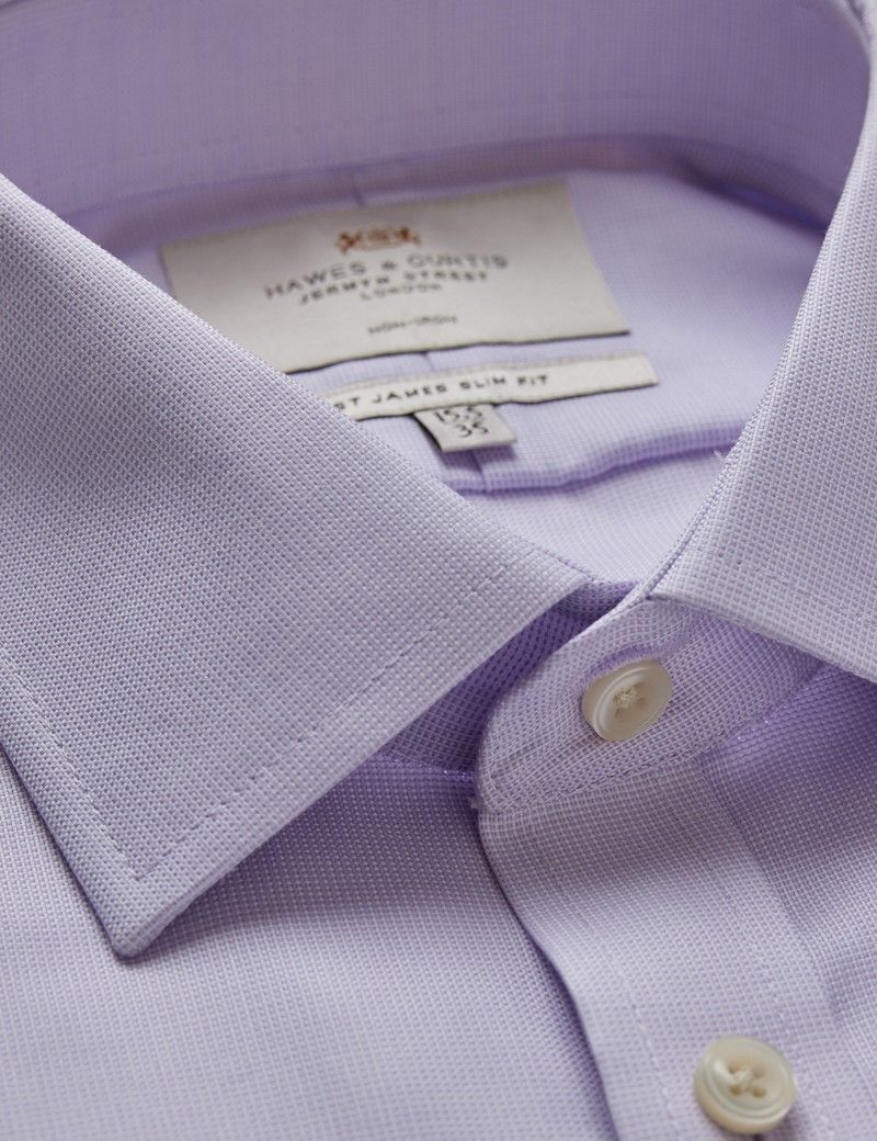Slim Fit Lilac & White Non-Iron Shirt