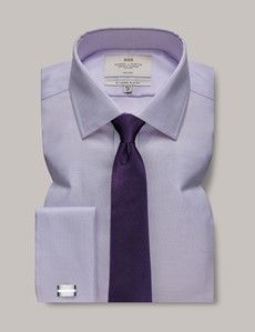 Slim Fit Lilac & White Non-Iron Shirt