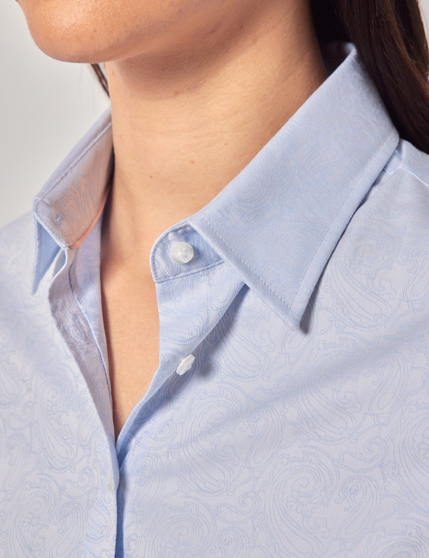Blue Jacquard Paisley Semi-Fitted Cotton Shirt-preview