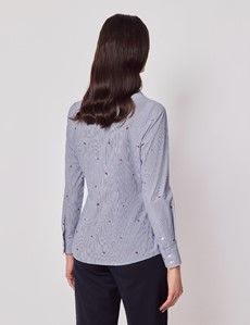 Blue & Red Butterfly Dobby Cotton Semi-Fitted Shirt-preview3
