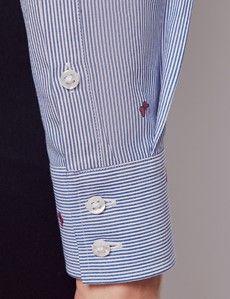 Blue & Red Butterfly Dobby Cotton Semi-Fitted Shirt-preview4