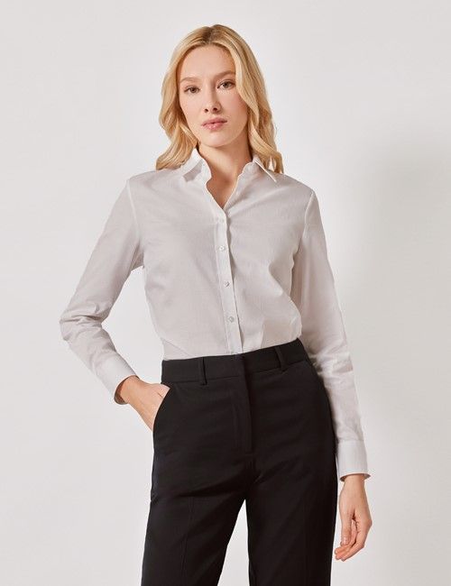 White Jacquard Paisley Cotton Semi-Fitted Shirt