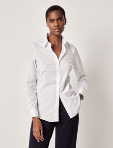 Semi-Fitted White & Pink Dobby Spots Shirt