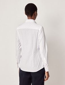 Semi-Fitted White & Pink Dobby Spots Shirt