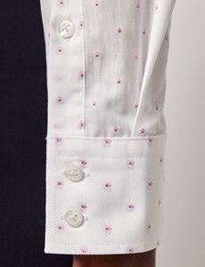Semi-Fitted White & Pink Dobby Spots Shirt