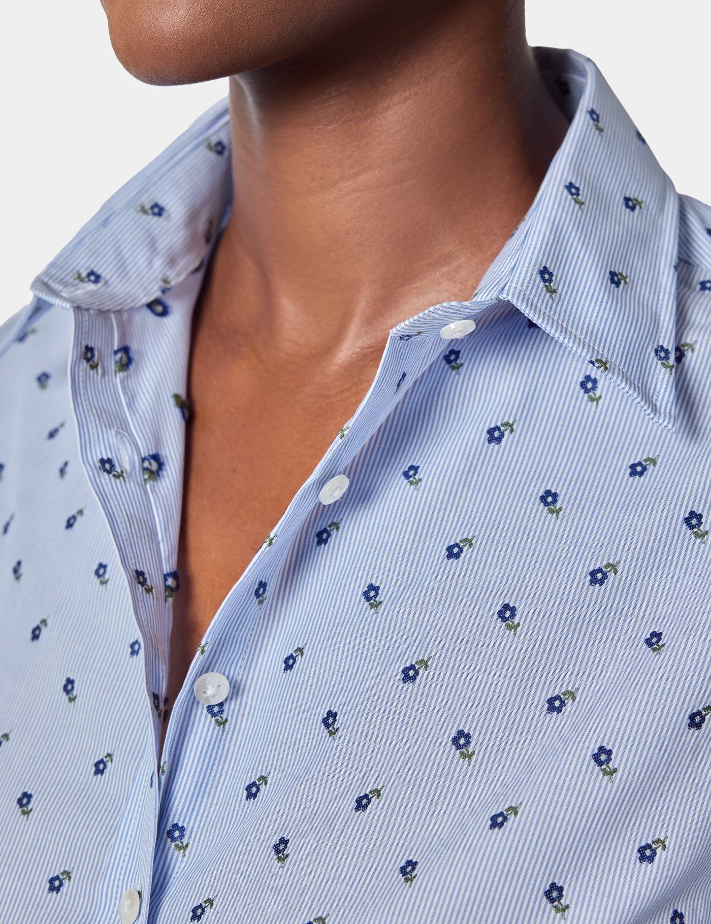Semi-Fitted Blue & Navy Floral Dobby Shirt-preview