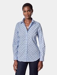 Semi-Fitted Blue & Navy Floral Dobby Shirt