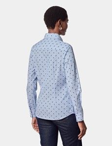 Semi-Fitted Blue & Navy Floral Dobby Shirt