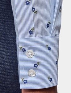 Semi-Fitted Blue & Navy Floral Dobby Shirt