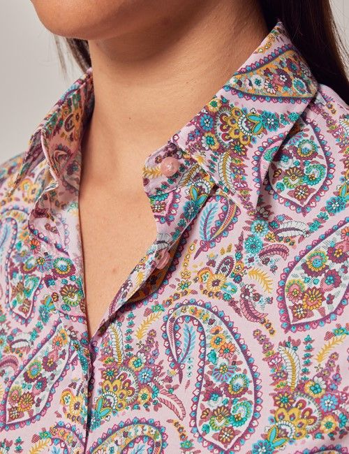 Pink & Yellow Paisley Semi-Fitted Cotton Shirt-preview